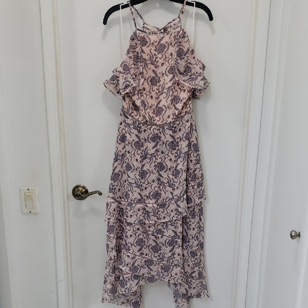 NWT 〰️KEEPSAKE the Label〰️ Floral Backless Layered Ruffle Dress L